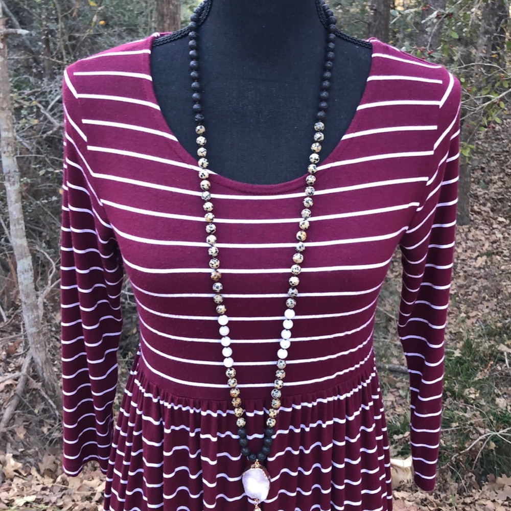 FREE When Bundled! AZ Co Maroon Striped Dress - Picture 5 of 6